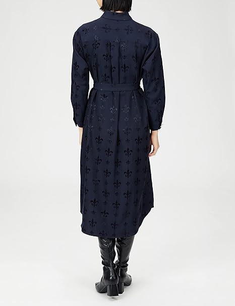 近年モデル【極美品】グレースコンチネンタル グログランジャガードシャツドレス　紺 近年モデル【極美品】グレースコンチネンタル グログラン